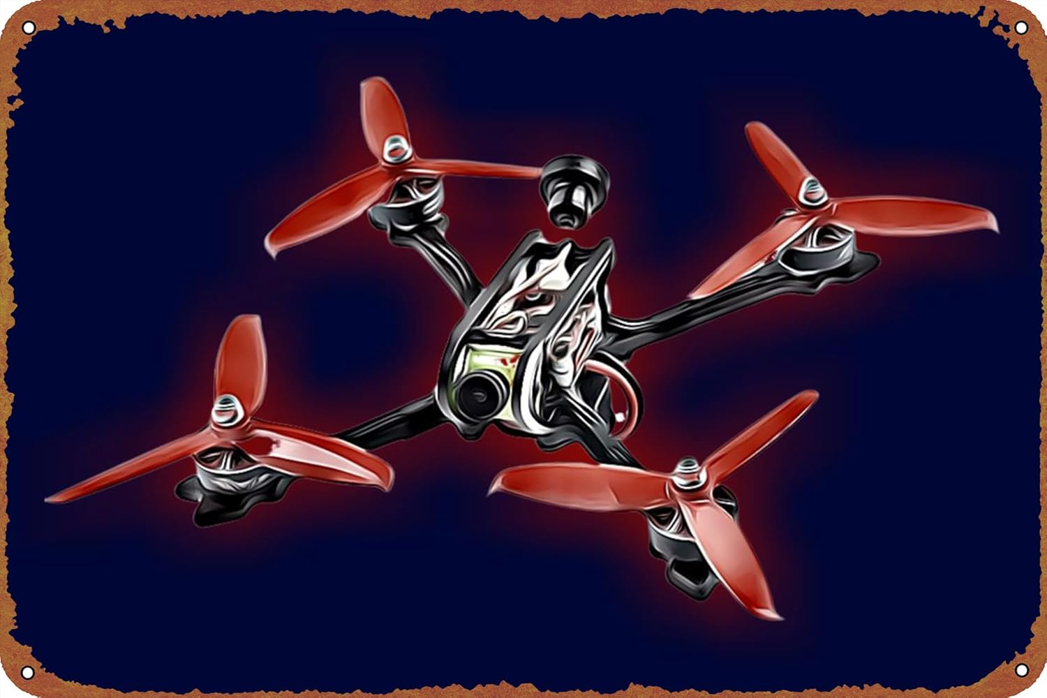 Drone Racing Gate - โปสเตอร์งานศิลปะโดรนแข่ง FPV 1p ป้ายโลหะดีไซน์เรโทรสำหรับตกแต่งผนังบ้าน ถนน ประตู