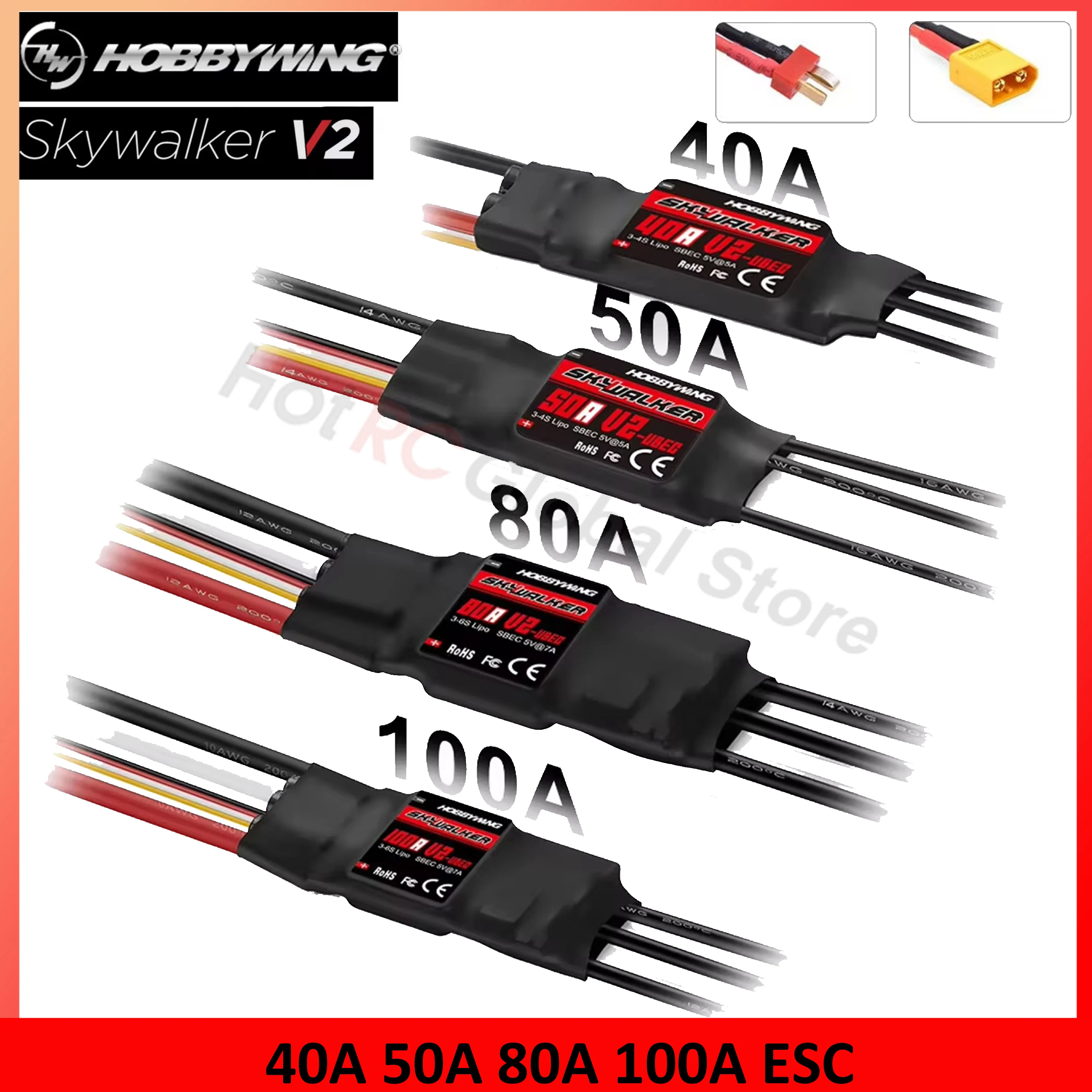 Drone Racing Motor - Hobbywing Skywalker ชุด V2 80A 50A
